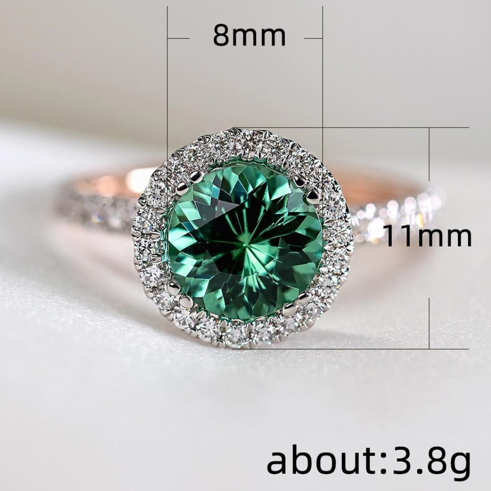 Noble Vintage Pure Green Zircon Beautiful Luxury Rings for Women, PD420 - Picture 6 of 6